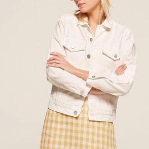 [ Reformation ] White Denim Jacket